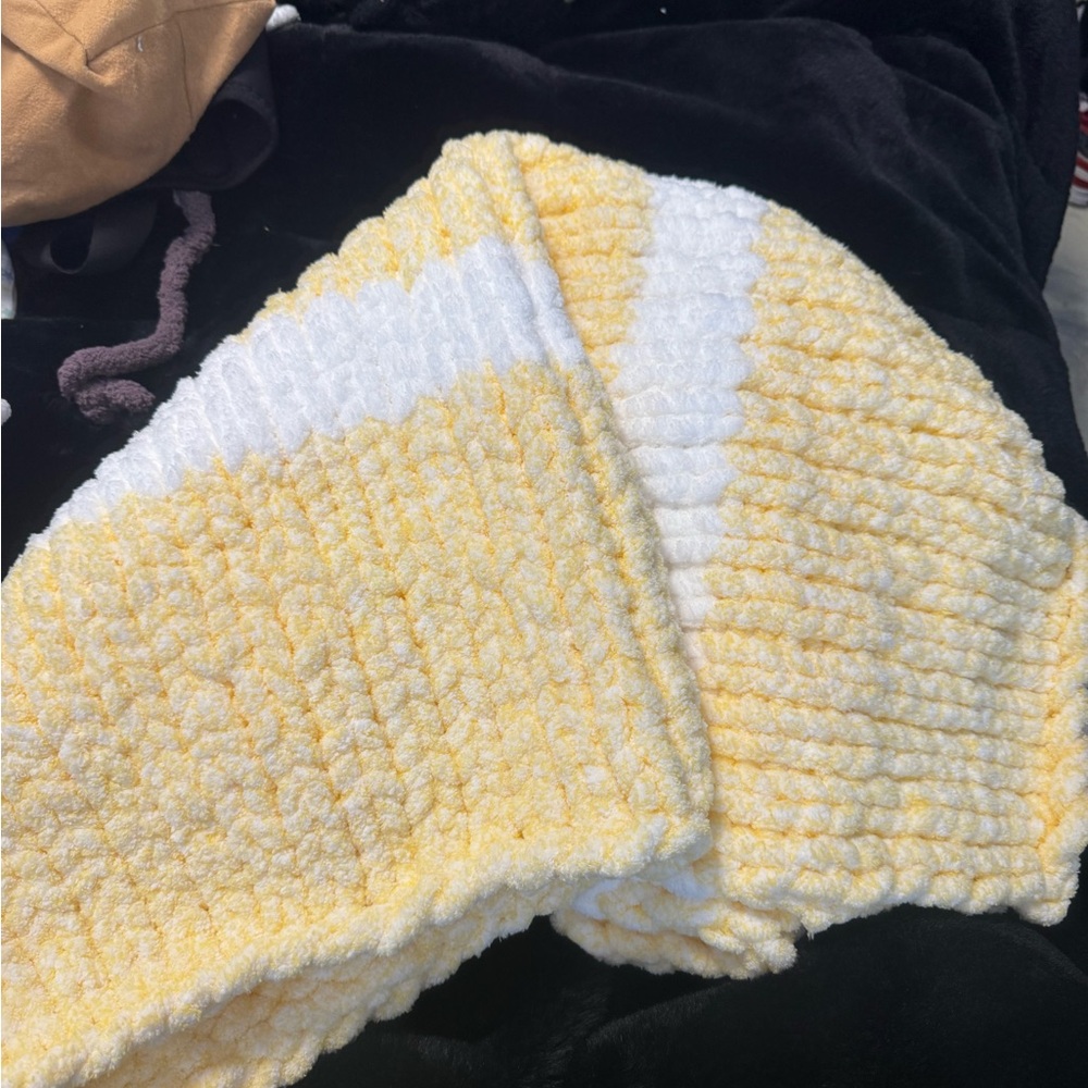 Sunny Yellow and White Kids Blanket